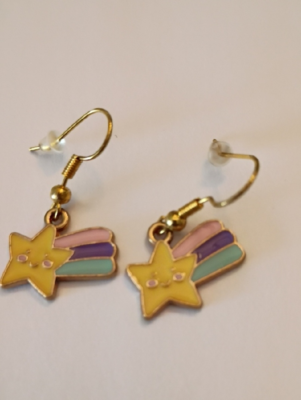 Clearance Gold-Tone Yellow Star Shooting Rainbow Earrings